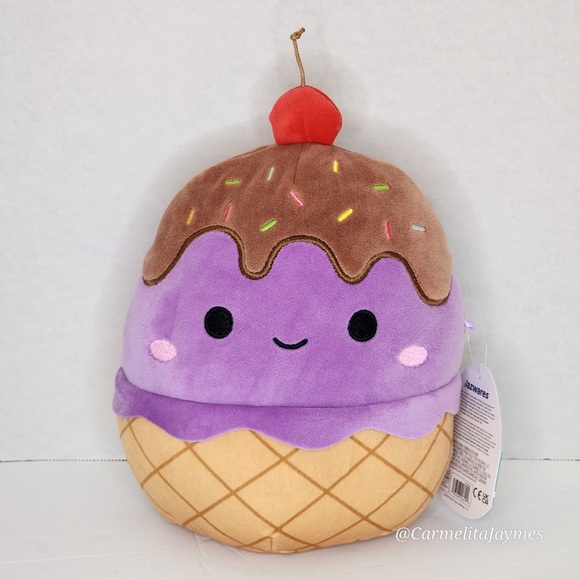 DIBBS 🍨 Scented RARE Purple Ice Cream Fudge & Sprinkles Sundae Squishmallow NWT - Picture 1 of 8
